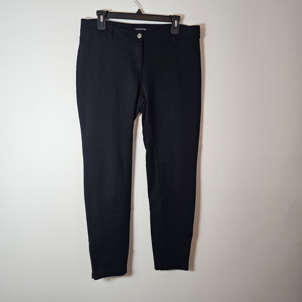 Eileen Fisher Womens Med Ankle Zip Riding Style Pants Equestrian Breeches Black